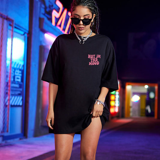 Casual Loose Fit Cotton Letter Print T-Shirt