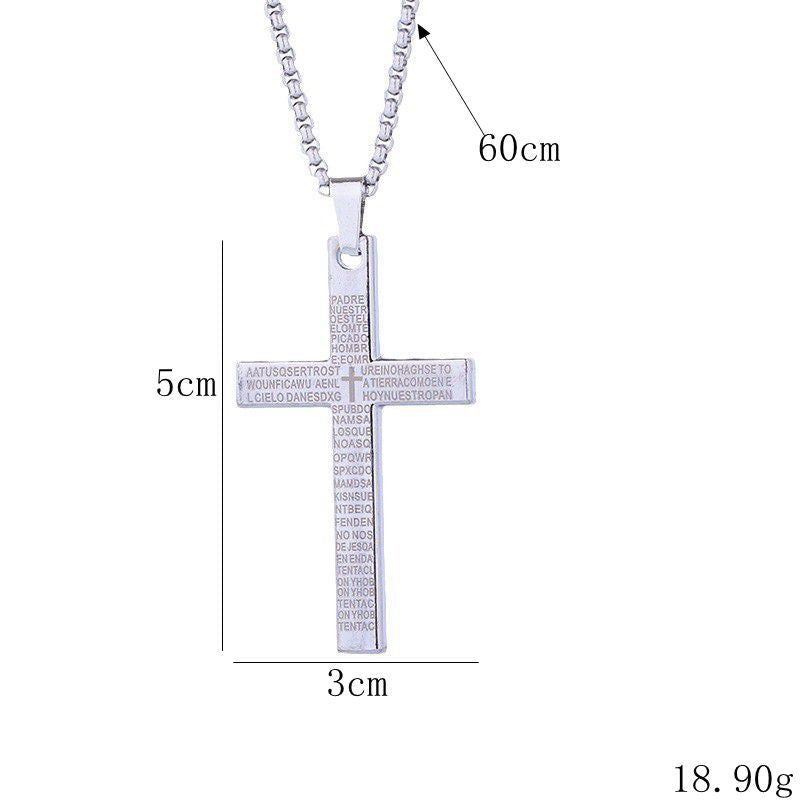 New cross necklace men's scripture androgynous style hip-hop pendant necklace women's jewelry