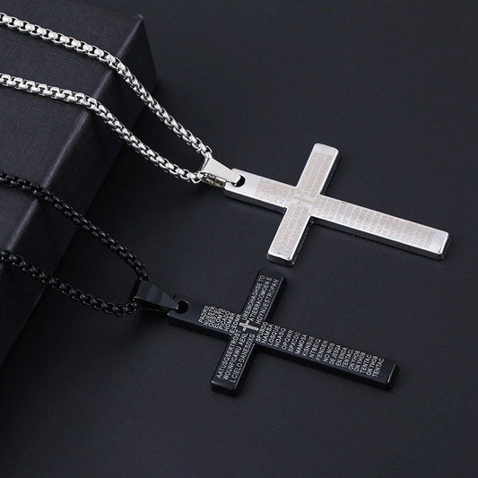 New cross necklace men's scripture androgynous style hip-hop pendant necklace women's jewelry