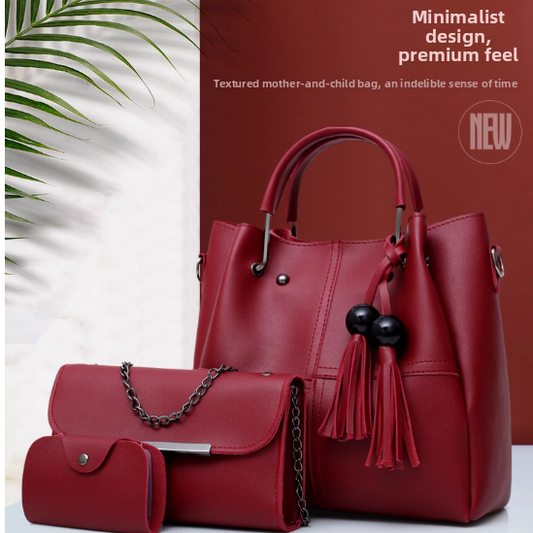 Korean version of solid color bucket bag