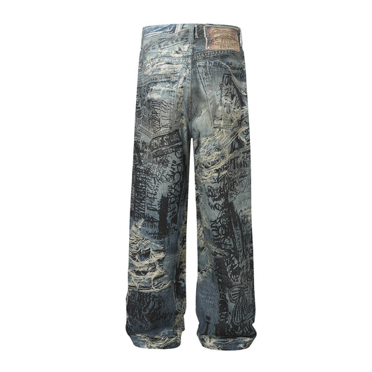 American-style high street graffiti jeans