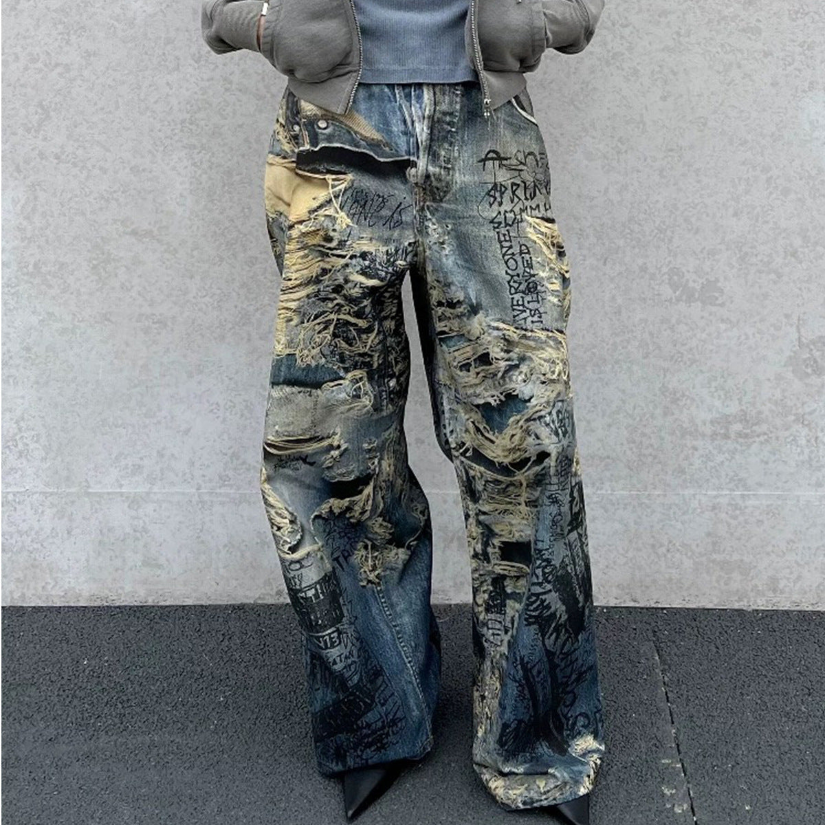 American-style high street graffiti jeans