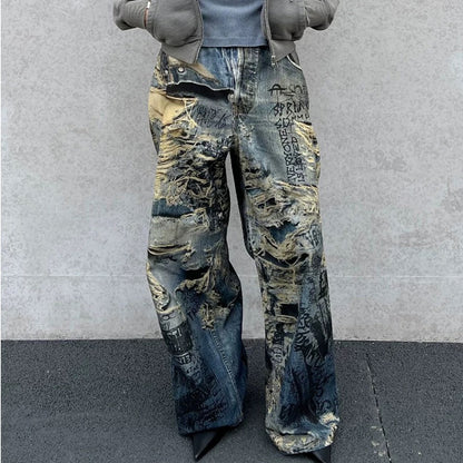 American-style high street graffiti jeans