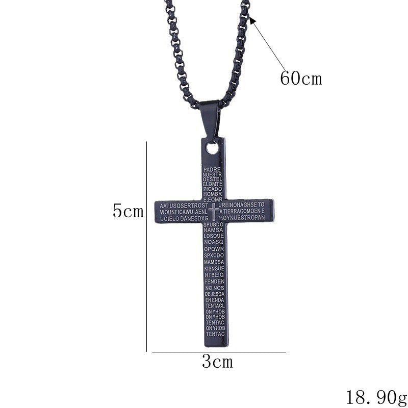 New cross necklace men's scripture androgynous style hip-hop pendant necklace women's jewelry