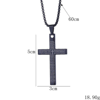 New cross necklace men's scripture androgynous style hip-hop pendant necklace women's jewelry
