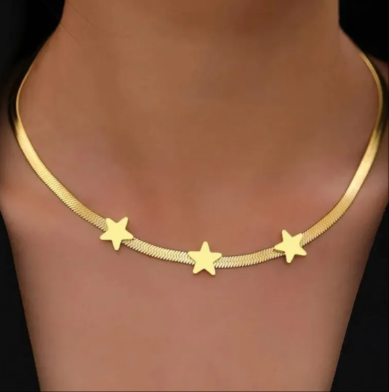 Stainless Steel Necklace Gothic Blade Snake Chain Star Choker Light Luxury Necklace for Women Jewelry