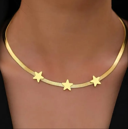 Stainless Steel Necklace Gothic Blade Snake Chain Star Choker Light Luxury Necklace for Women Jewelry