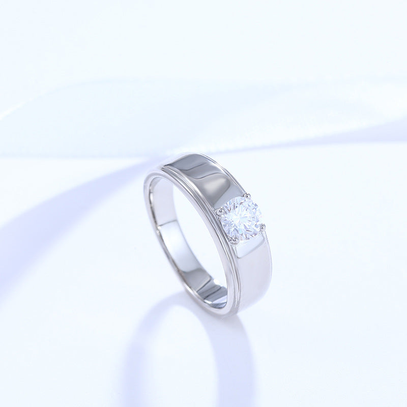 Xuping Jewelry White Gold Wedding Ring Artificial Gemstone Ring Simple Four Claw Wedding Ring for Women