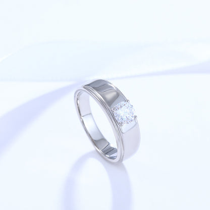 Xuping Jewelry White Gold Wedding Ring Artificial Gemstone Ring Simple Four Claw Wedding Ring for Women