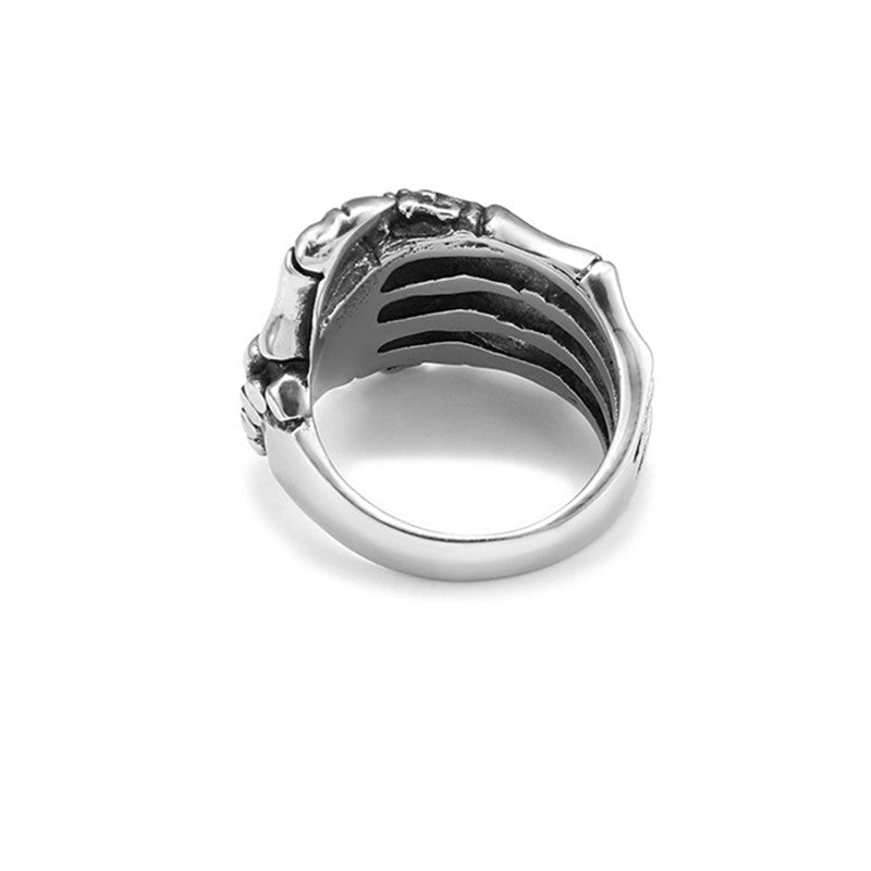 Gothic Skull Ring Men's Punk Jewelry Antique Silver Tone