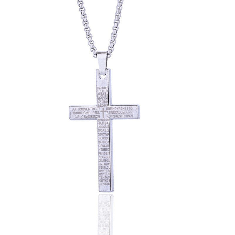 New cross necklace men's scripture androgynous style hip-hop pendant necklace women's jewelry