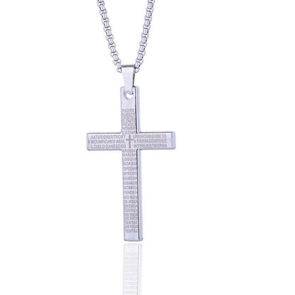 New cross necklace men's scripture androgynous style hip-hop pendant necklace women's jewelry