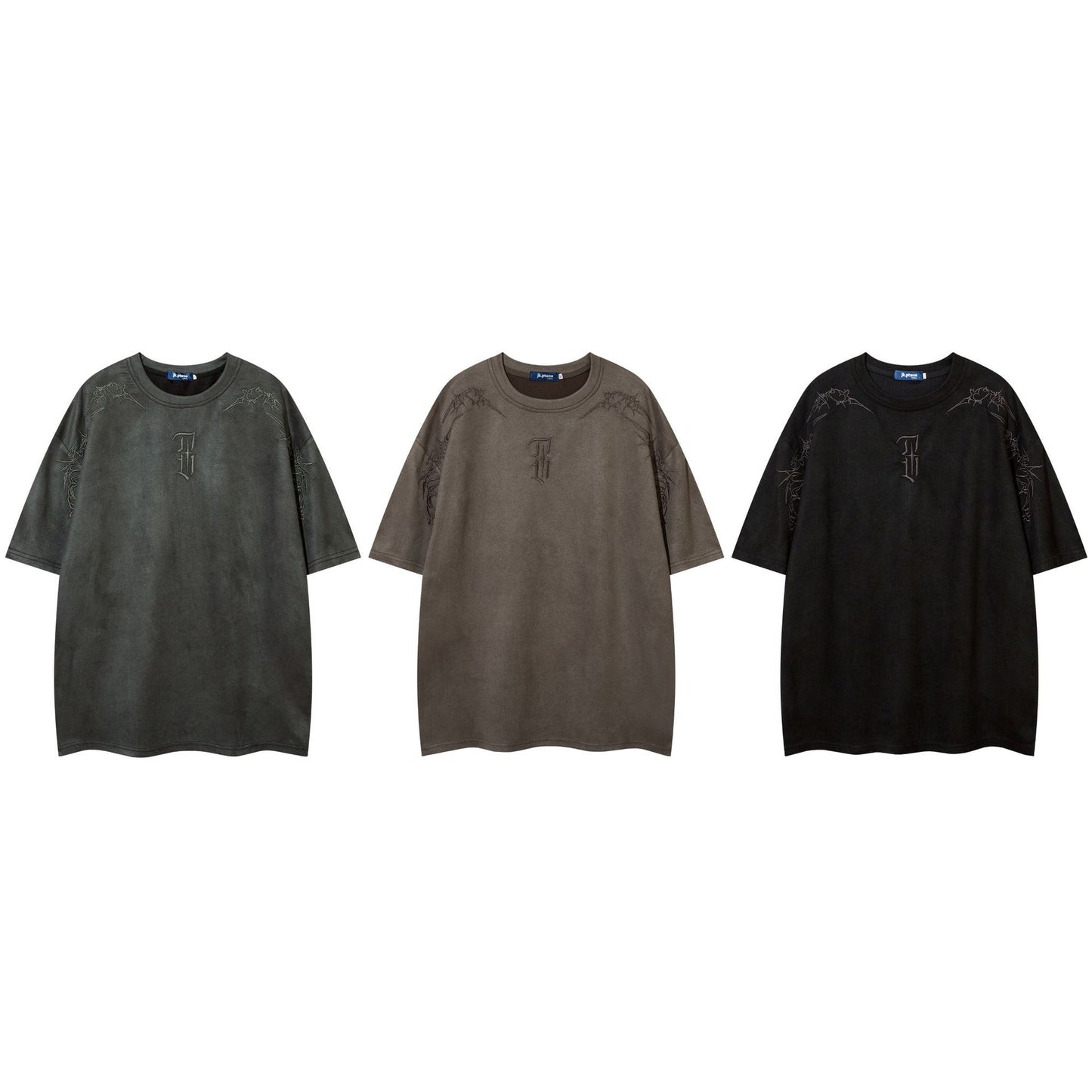 Leather-like fabric T-shirt