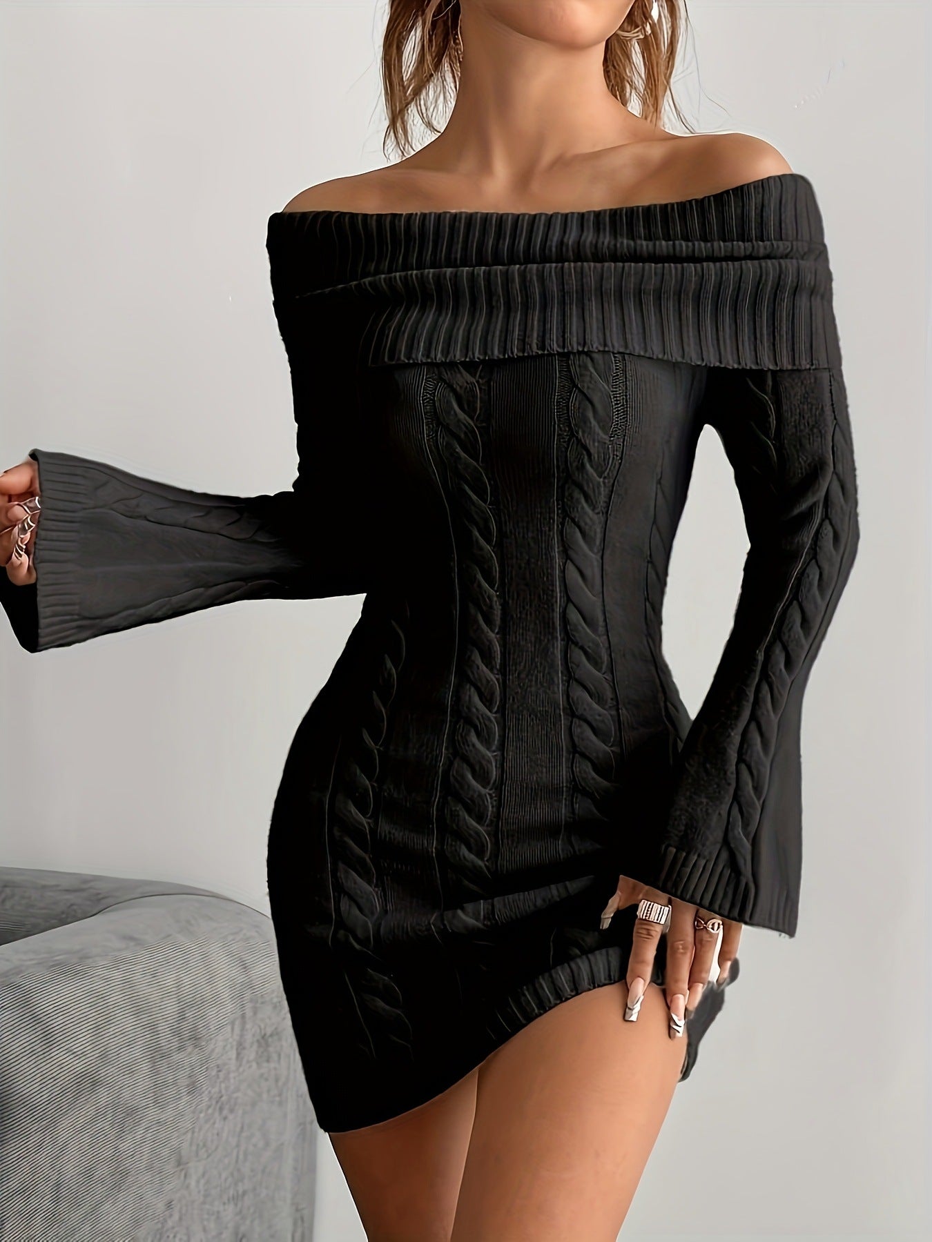 Casual Knit Off-Shoulder Dress