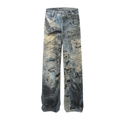 American-style high street graffiti jeans