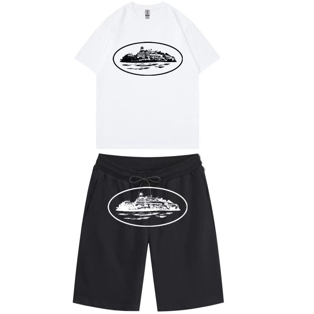 Hipster-style letter-printed casual sports outfit