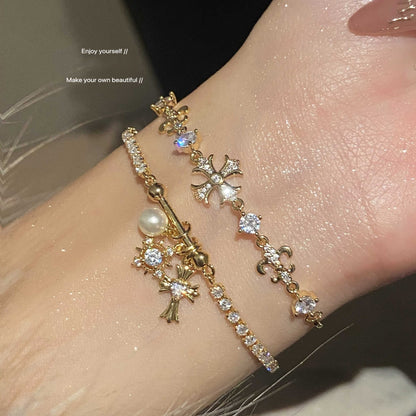 Light Luxury Zircon Imitation Pearl Hand Jewelry