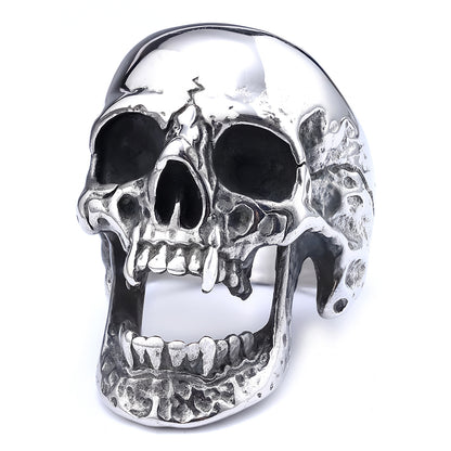 Gothic Skull Ring Black Polished Titanium Steel Unisex Jewelry