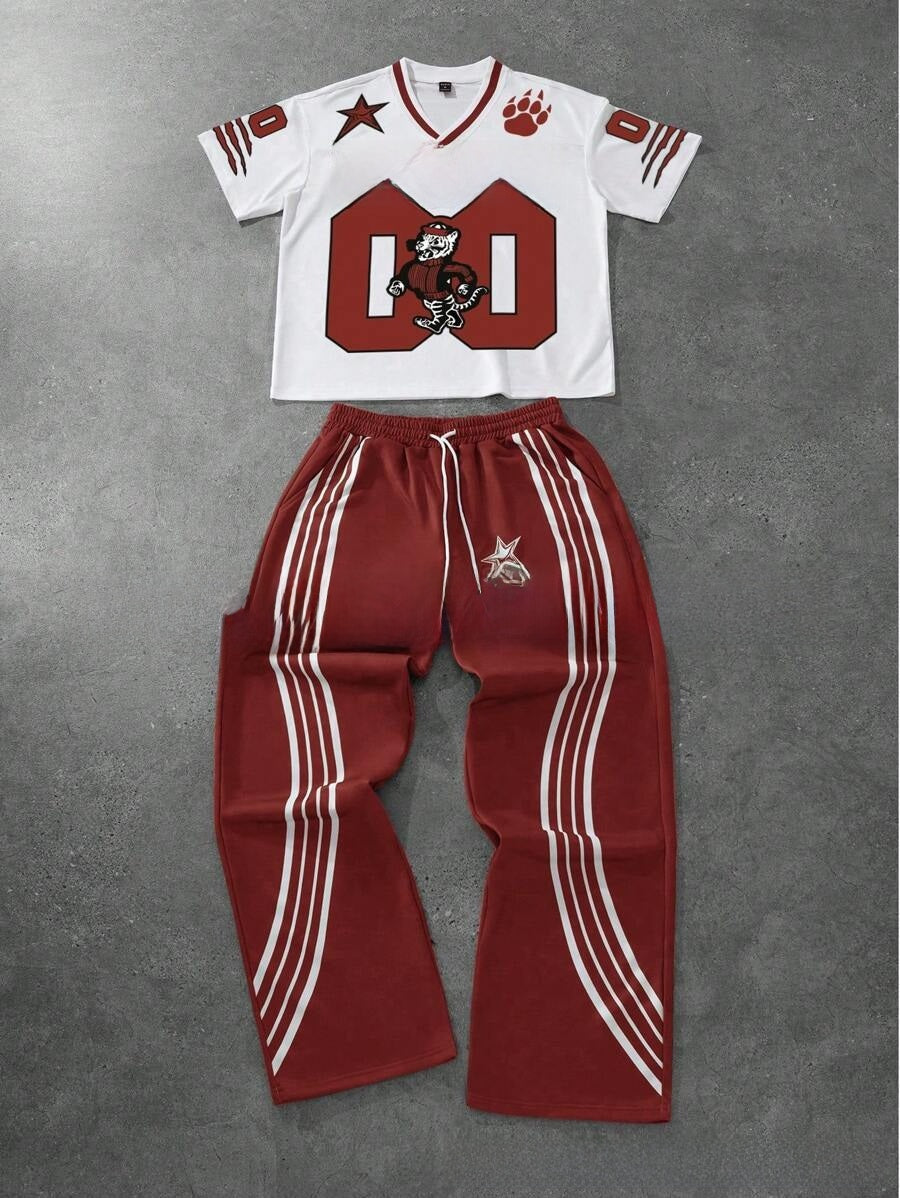 Fashionable high street printed sports outfit