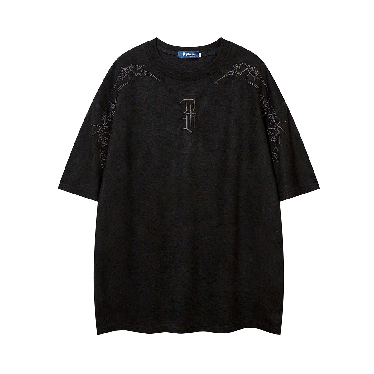 Leather-like fabric T-shirt