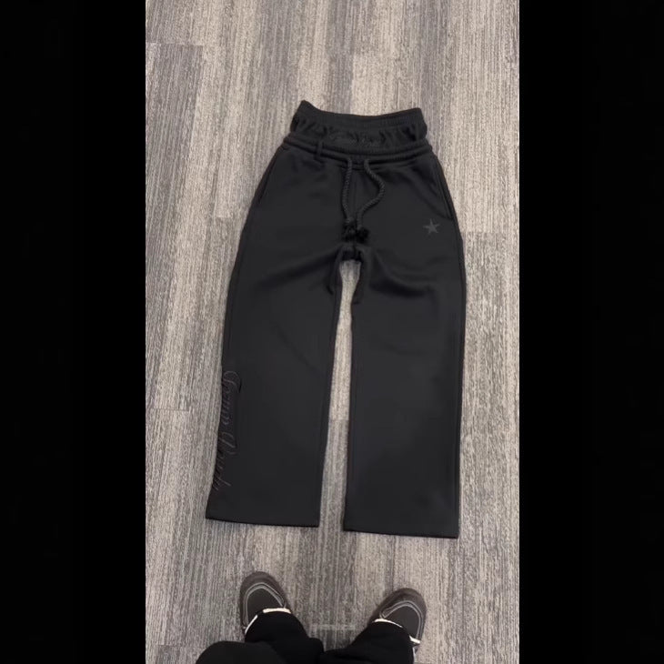 Embroidered Double Waist Sweatpants