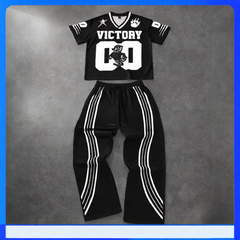Fashionable high street printed sports outfit