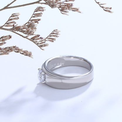 Xuping Jewelry White Gold Wedding Ring Artificial Gemstone Ring Simple Four Claw Wedding Ring for Women