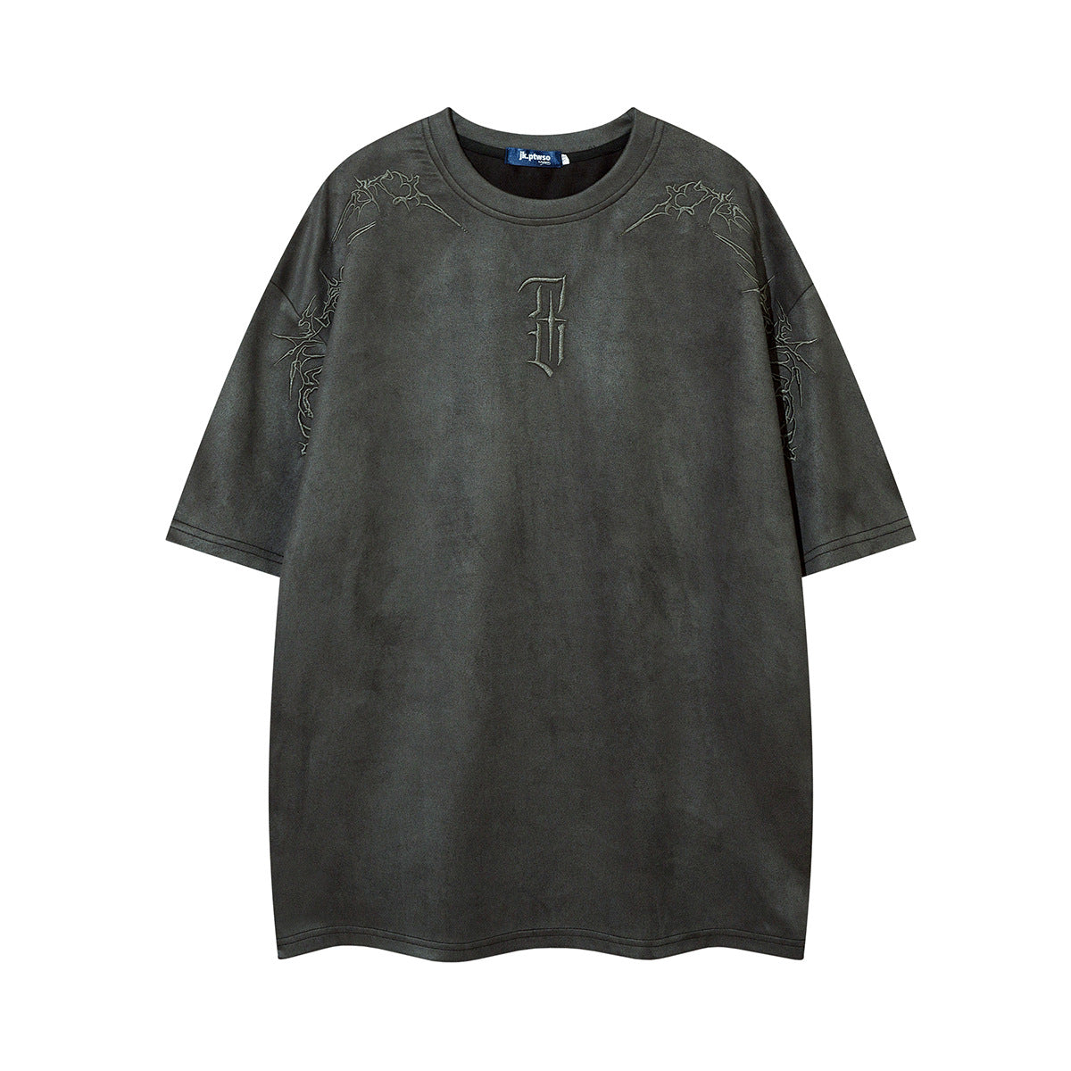 Leather-like fabric T-shirt