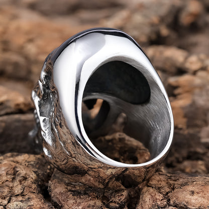 Gothic Skull Ring Black Polished Titanium Steel Unisex Jewelry