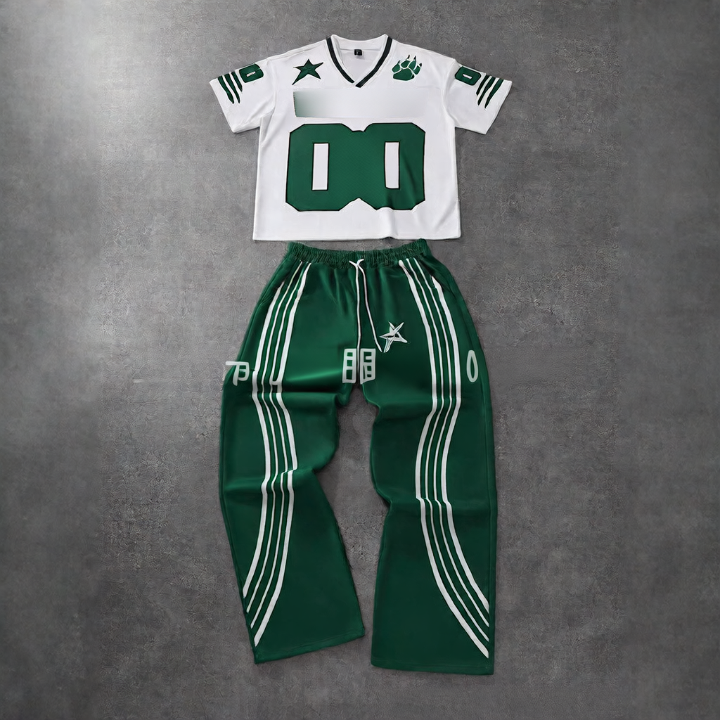 Fashionable high street printed sports outfit