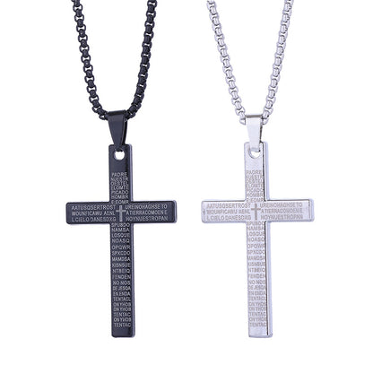 New cross necklace men's scripture androgynous style hip-hop pendant necklace women's jewelry
