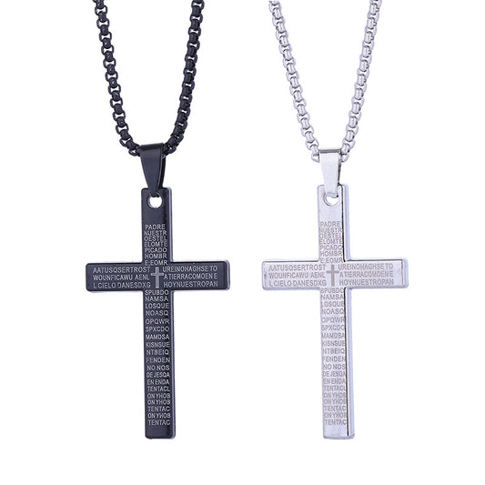 New cross necklace men's scripture androgynous style hip-hop pendant necklace women's jewelry