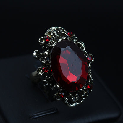 Retro Adjustable Crystal Stone Ring for Women - Vintage Geometric Jewelry