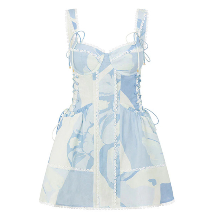 Lace lace-up halter dress