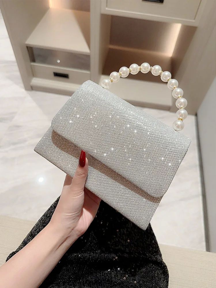 Shiny Pearl Chain Crossbody Bag for Women