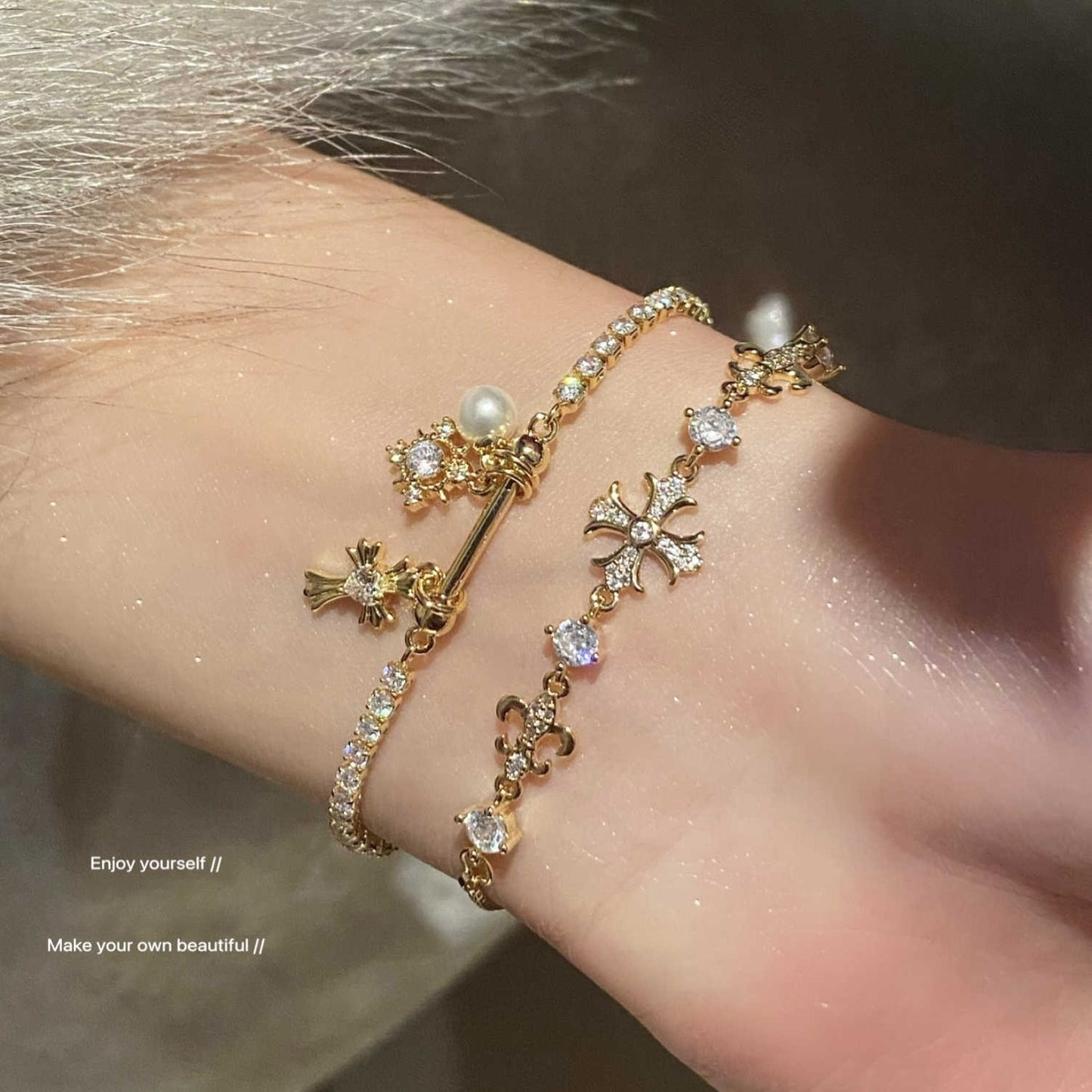 Light Luxury Zircon Imitation Pearl Hand Jewelry