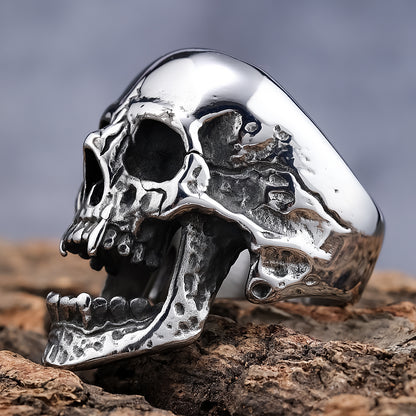 Gothic Skull Ring Black Polished Titanium Steel Unisex Jewelry