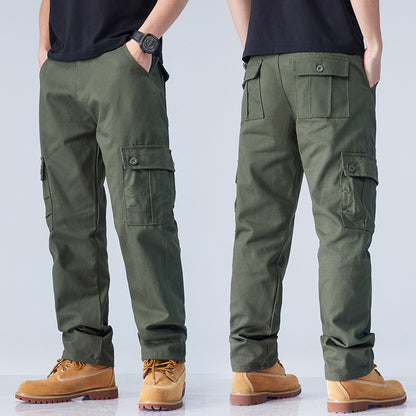 Pure cotton work pants with loose and straight fit