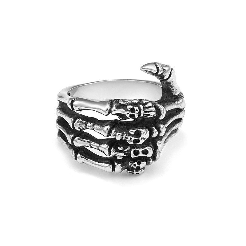 Gothic Skull Ring Men's Punk Jewelry Antique Silver Tone