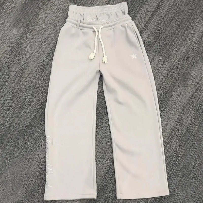 Embroidered Double Waist Sweatpants