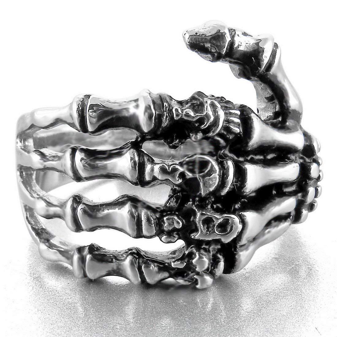 Gothic Skull Ring Men's Punk Jewelry Antique Silver Tone