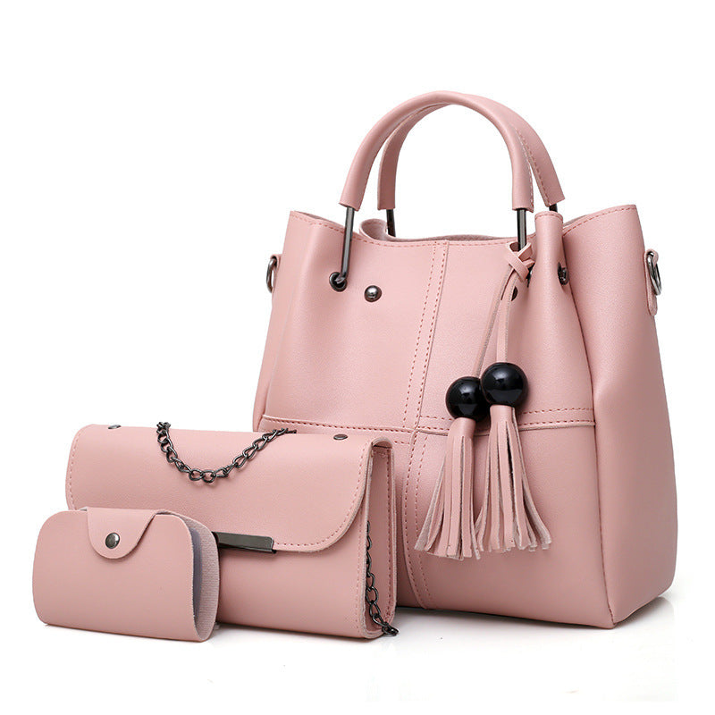 Korean version of solid color bucket bag