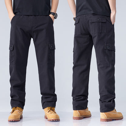 Pure cotton work pants with loose and straight fit
