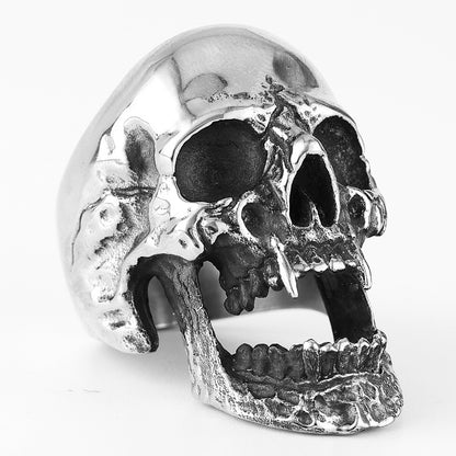 Gothic Skull Ring Black Polished Titanium Steel Unisex Jewelry