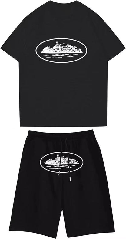 Hipster-style letter-printed casual sports outfit