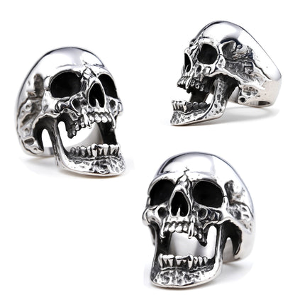 Gothic Skull Ring Black Polished Titanium Steel Unisex Jewelry