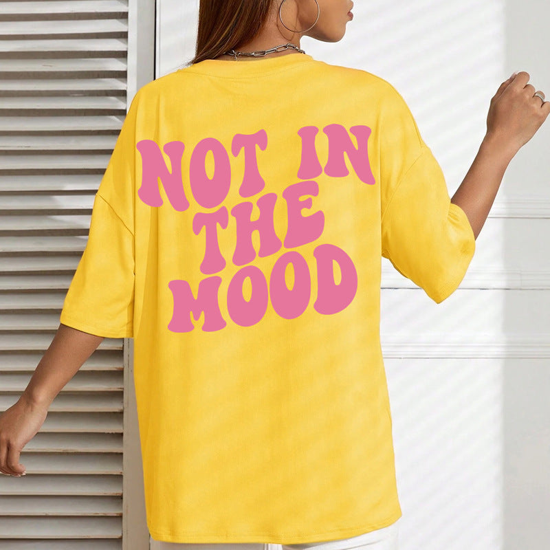 Casual Loose Fit Cotton Letter Print T-Shirt