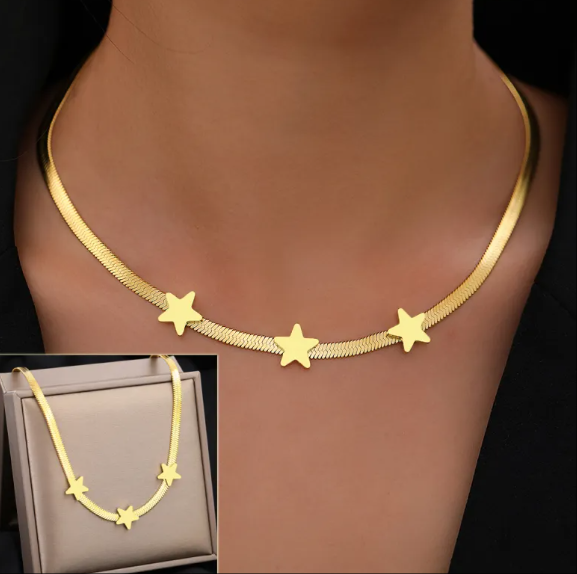 Stainless Steel Necklace Gothic Blade Snake Chain Star Choker Light Luxury Necklace for Women Jewelry