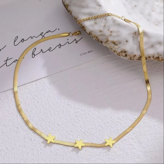 Stainless Steel Necklace Gothic Blade Snake Chain Star Choker Light Luxury Necklace for Women Jewelry