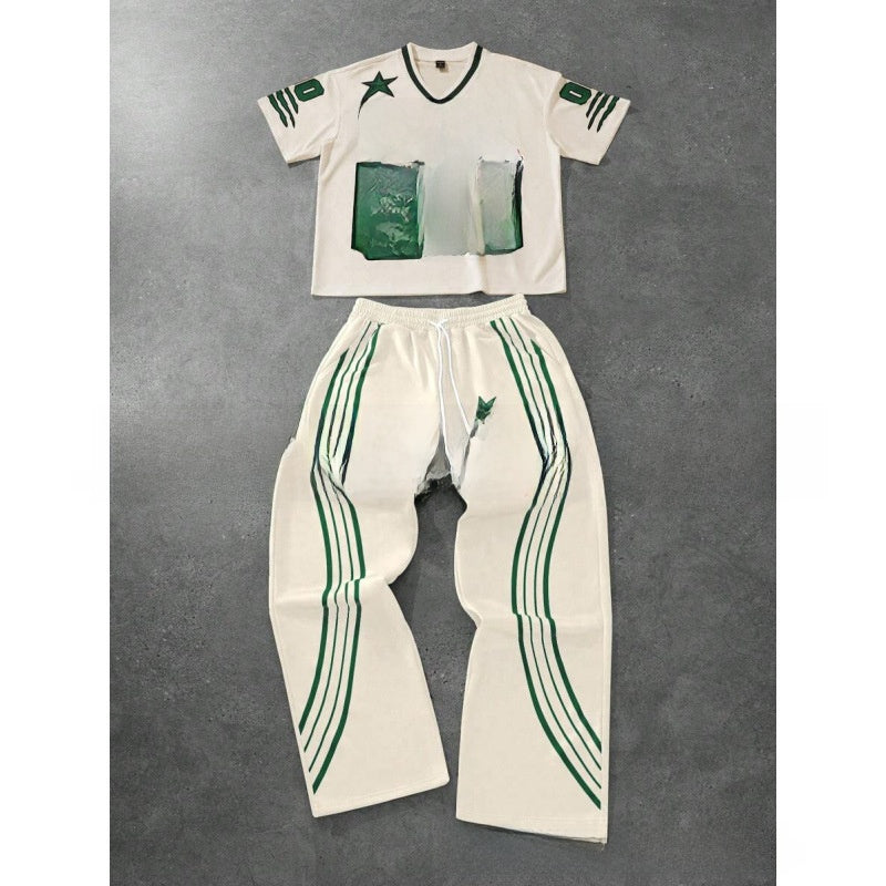 Fashionable high street printed sports outfit
